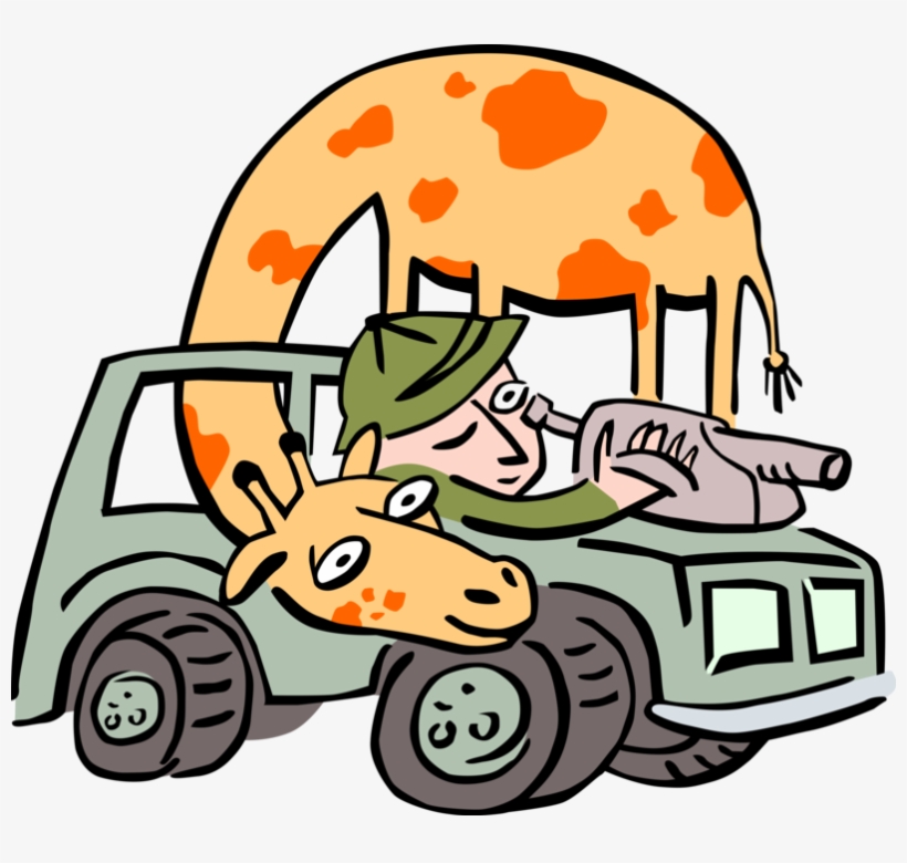 Vector Illustration Of African Giraffe With Safari - Clip Art, transparent png #4286893