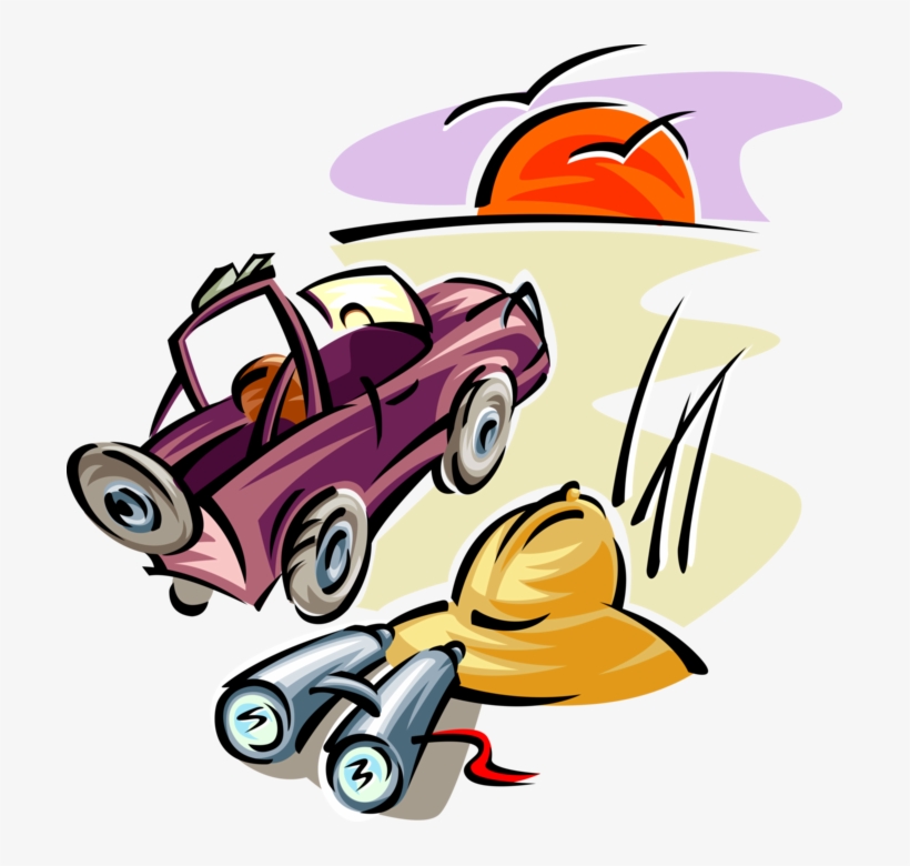 Vector Illustration Of Travel Safari Jeep With Pith - Clip Art, transparent png #4287280
