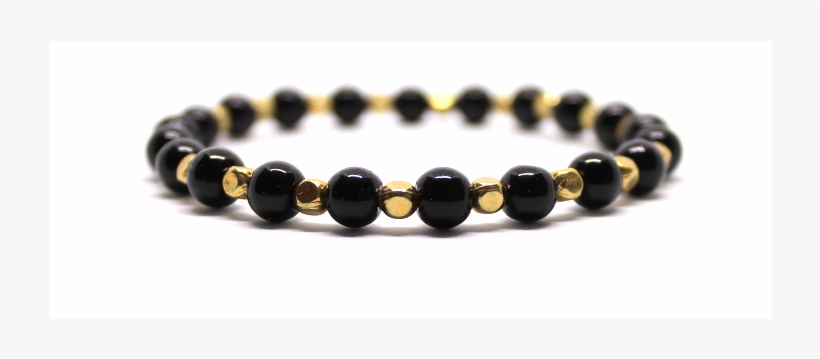 Black & Gold Beaded Bracelet - Gentleman, transparent png #4287601