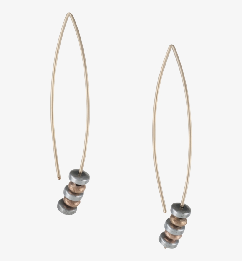 Gold Earrings With Hematite And Gold Beads - Earrings, transparent png #4287629