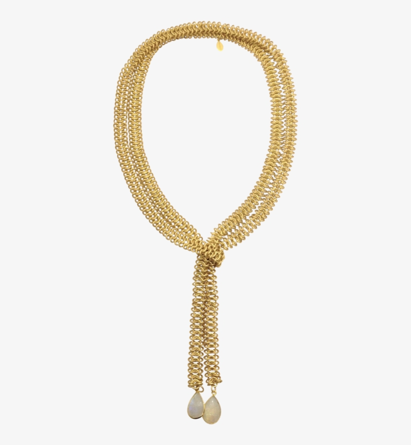 Teramasu Gold Scarf Necklace With Moonstone - Gold, transparent png #4287673