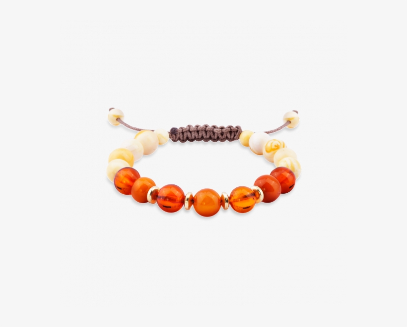 Bracelet With Gold Middle Pieces And Amber Beads In - Amber, transparent png #4288093