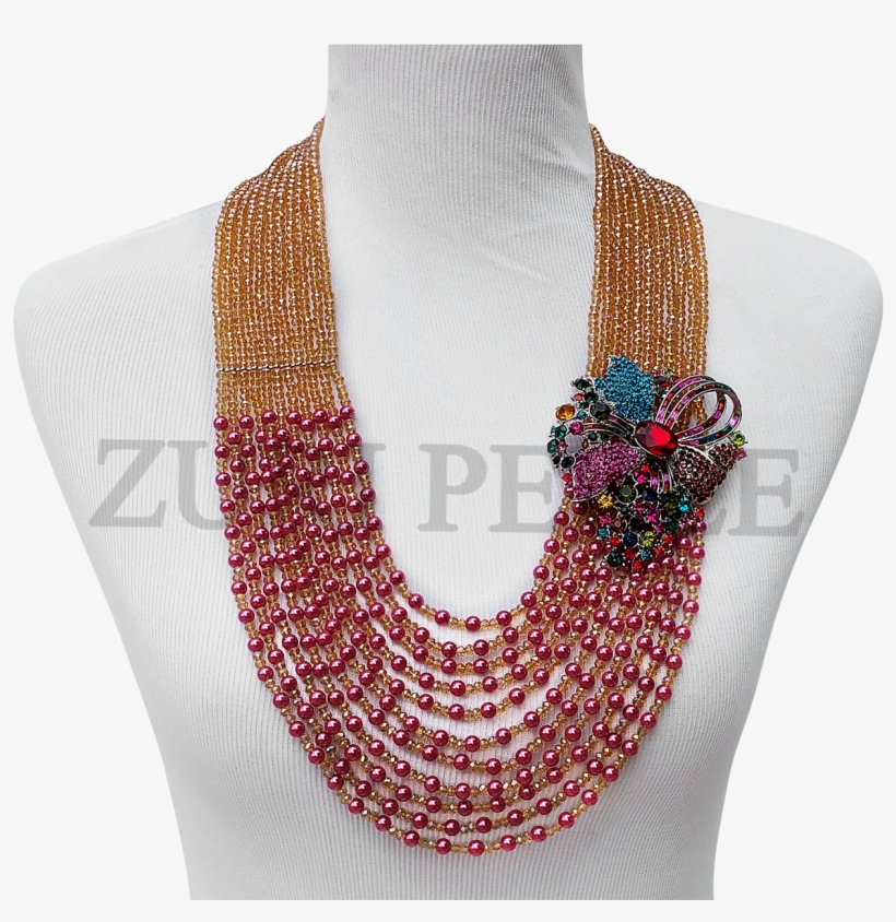 Handmade Unique Pearl Jewelry, Made With Pink Pearl - Multi-strand Necklace, transparent png #4288138