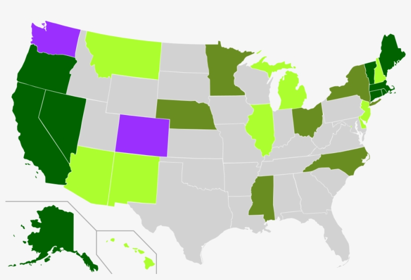 Map Of Us State Cannabis Laws - Legal States In America, transparent png #4288238