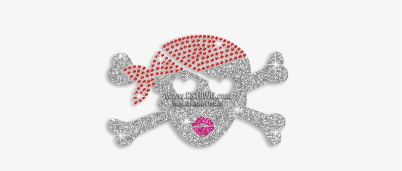 Cute Female Pirate Skull Hearts Rhinestone Glitter - Emblem, transparent png #4289278