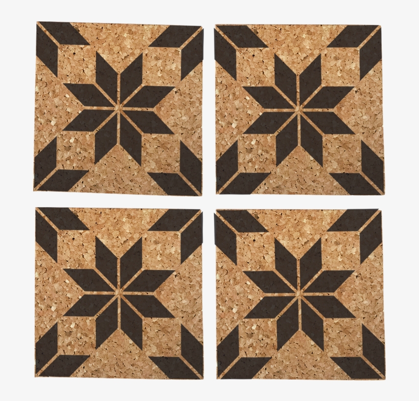 Eight-pointed Large Star Quilt Pattern Cork Coasters,, transparent png #4293646