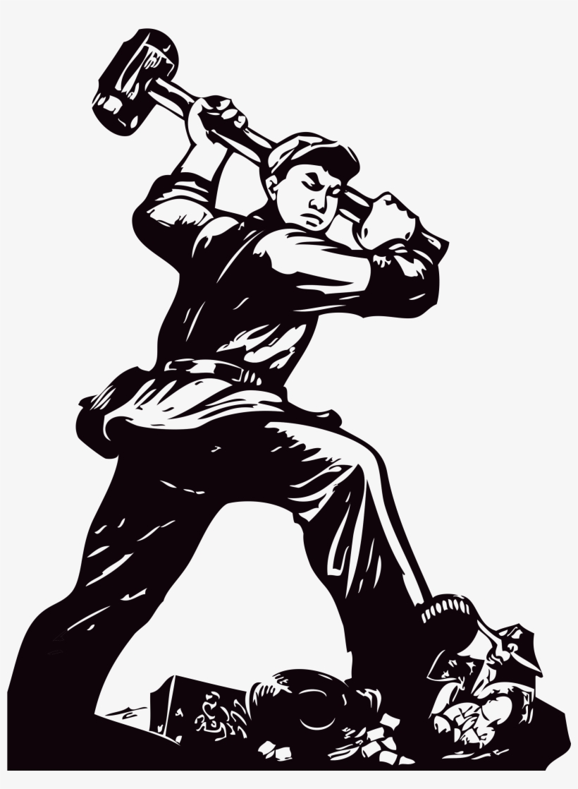 Hand Painted Black Working People Decoration Vector - Advertising, transparent png #4293964