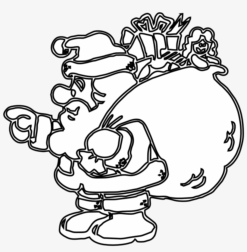 New Santa Clip Art Black And White Medium Size - Christmas Coloring Pages, transparent png #4294906