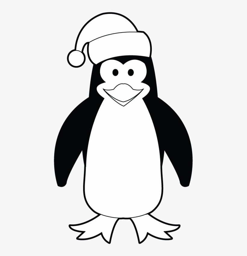 Penguin Clipart Black And White Png ↺ - Christmas Penguin Clipart Black And White, transparent png #4295131