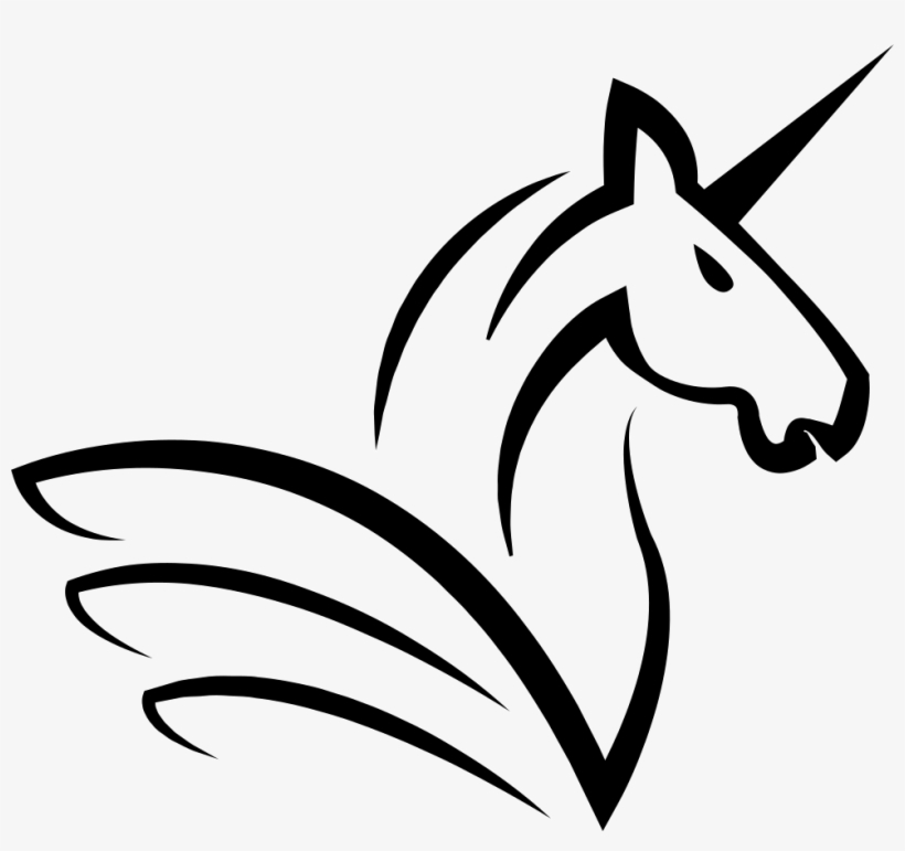 Unicorn Horse Head With A Horn And Wings Comments - Horse Face Logo Clipart Black And White, transparent png #4295945