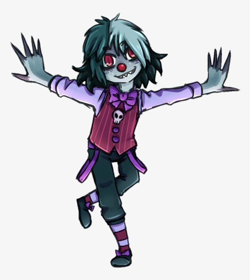 Anime 2-d graphic dark theme tall male circus clown in clown suit on Craiyon
