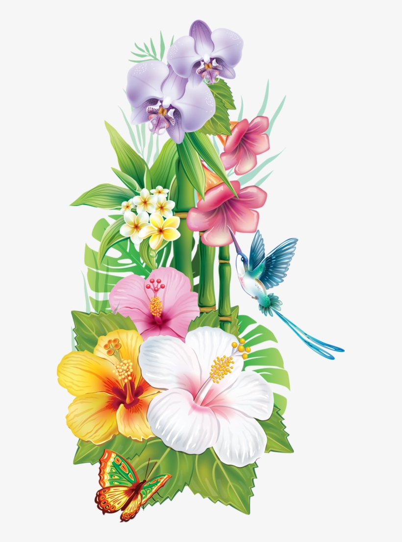 Tropical Flores Vectorizadas, Pintura En Tela, Pintar, - Buenos Dias Pensamientos Del Alma, transparent png #4296787