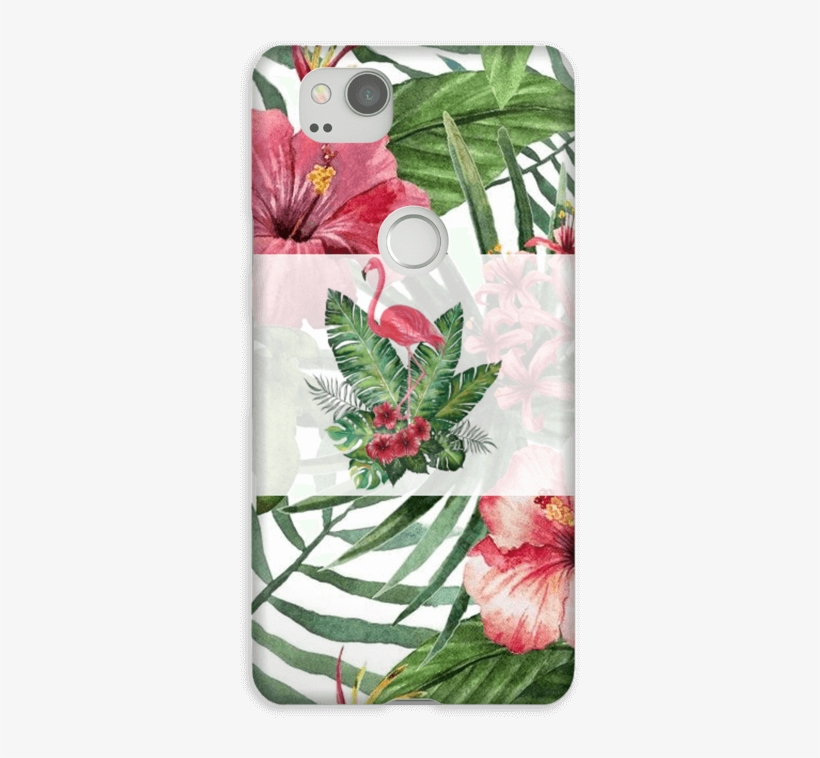 Flores Rosas Y Flamencos Funda Pixel - Pink Flamingo Tropical Floral 5'x7'area Ru, transparent png #4297016