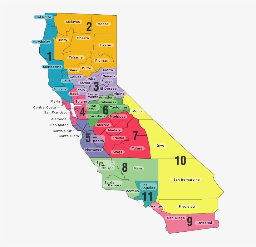 Map Of Regions Of California - California Schools Map, transparent png #4297263
