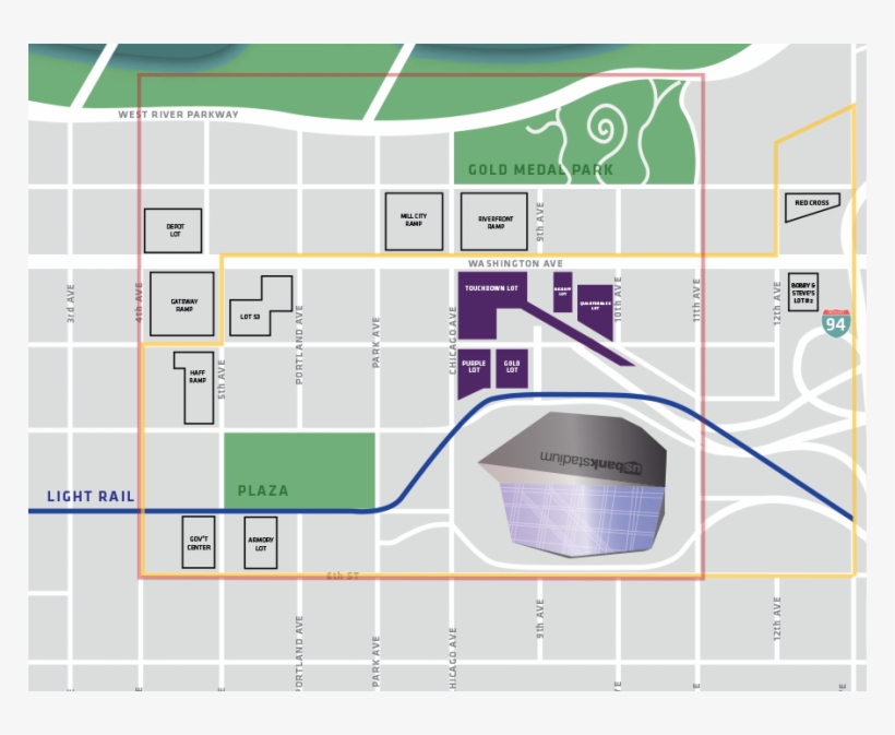 Download Map Us Bank Stadium - Diagram, transparent png #4297322