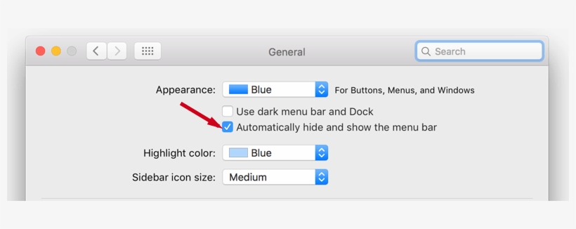 Check The Box That Reads “automatically Hide And Show - Menu Bar, transparent png #4297327