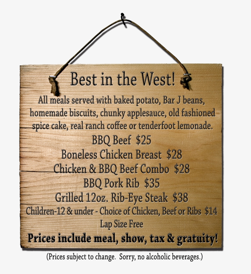 Bar J Menu - Wood Sign, transparent png #4297846