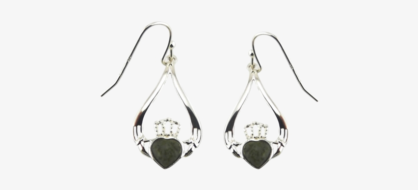 Claddagh Connemara Marble Silver Drop Earrings - Irish Connemara Marble Claddagh Earrings By J. C. Walsh, transparent png #4298795