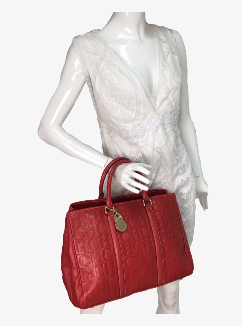 Bolso De Hombro Rojo En Monograma Con Pendiente De - Handbag, transparent png #4299189