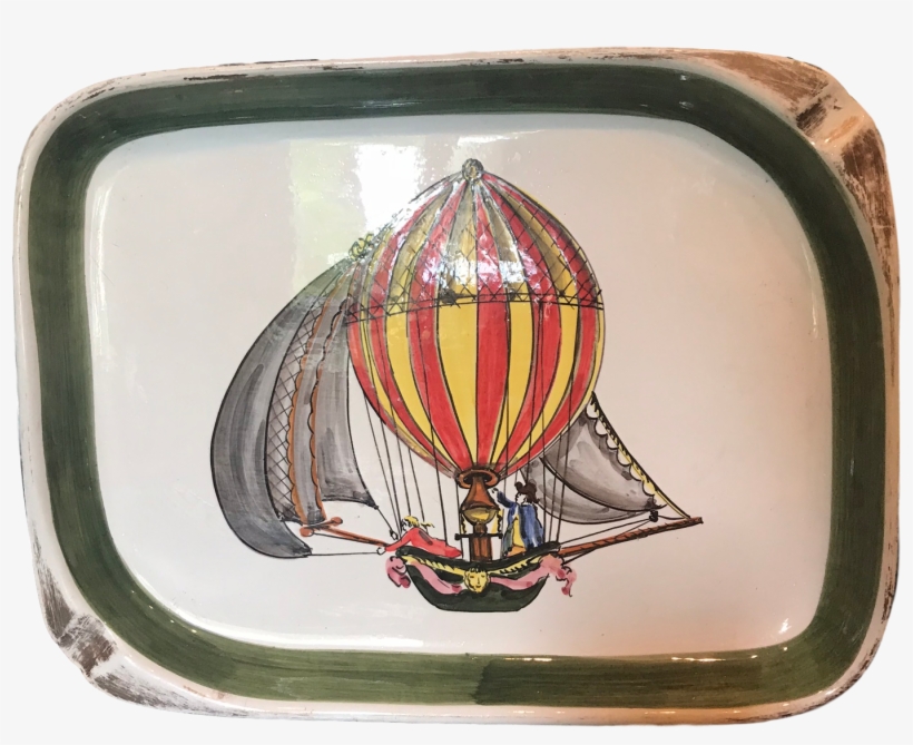 Vintage Italian Ceramic Hot Air Balloon Wall Plate - Ceramic, transparent png #4299809