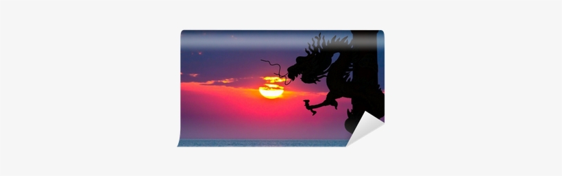 Dragon Silhouette And Sunset In The Sea Wall Mural - Sunset, transparent png #430389
