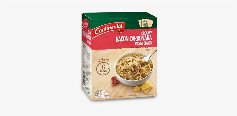Continental Pasta & Sauce Bacon Carbonara 4pk 220g, transparent png #431602