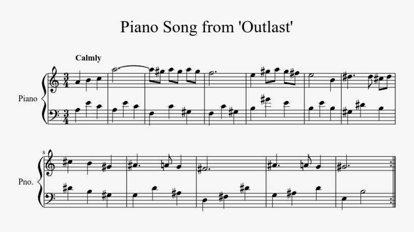 Piano Song From 'outlast' Sheet Music 1 Of - Naruto Saika Piano Sheet, transparent png #431960