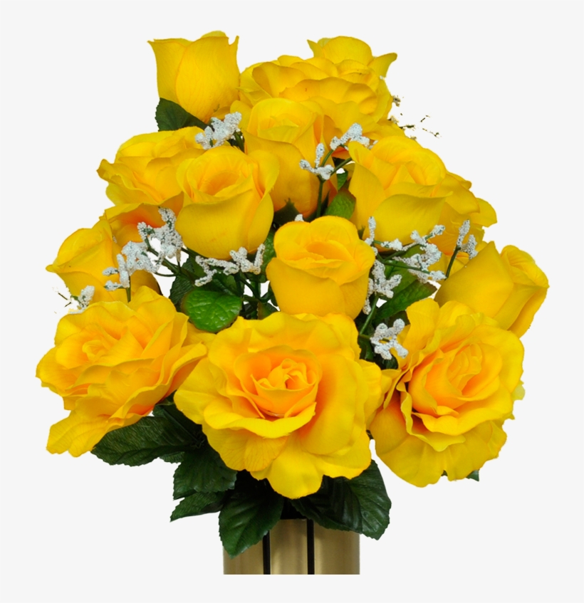 Yellow Open Rose & Yellow Rose Bud - Red Yellow Rose Vase, transparent png #432095