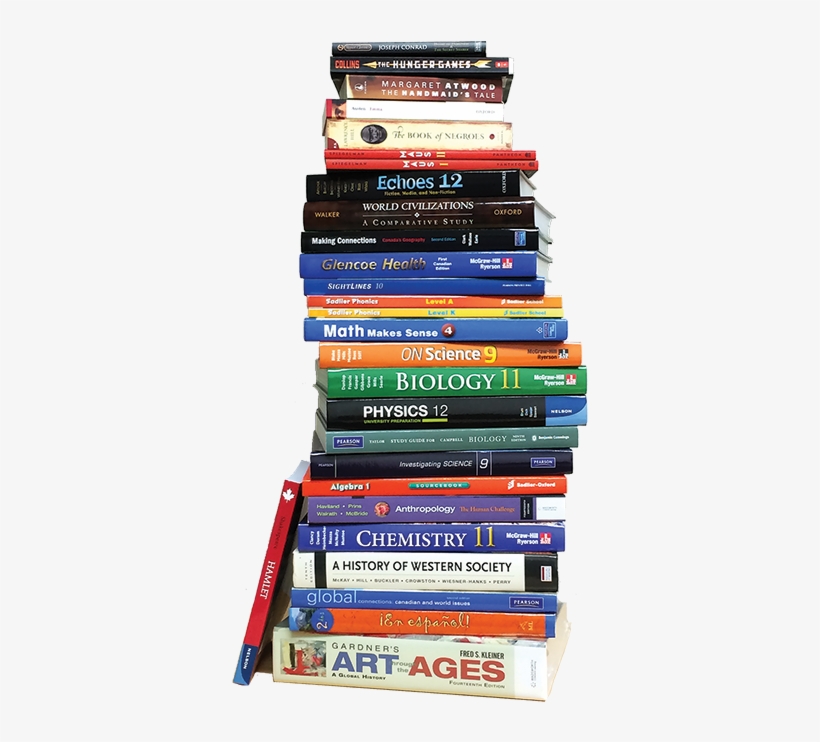 Book Stack No Back Reduced Web - Canadian High School Textbooks, transparent png #432158