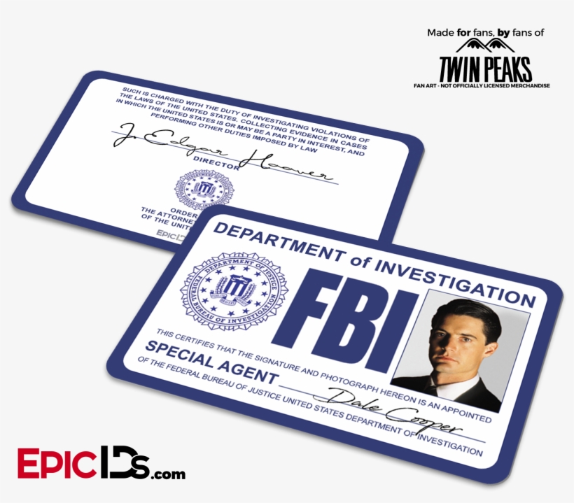 Special Agent 'twin Peaks' Fbi Cosplay Id Card - Dale Cooper Signature, transparent png #432344