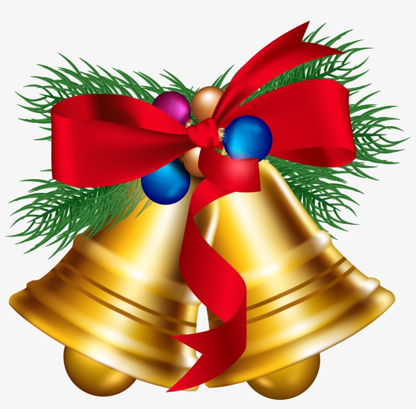 View Full Size Christmas Bells Clip Art Black And - Christmas Bells Clipart, transparent png #432549