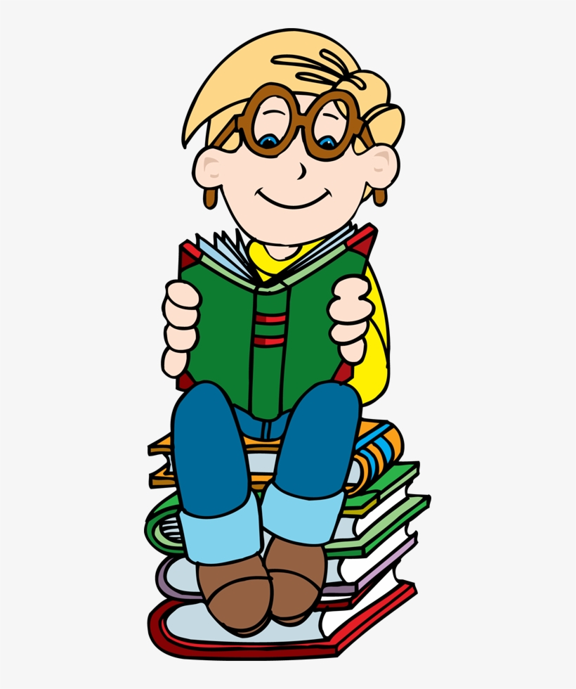 Boy Reading On Stack Of Books Clipart Clipartfest - Boy Reading Book Clipart Png, transparent png #432782