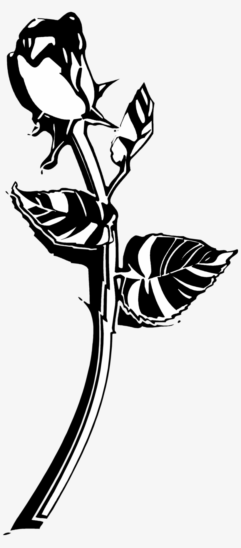 Long Stem Flower Graphic Transparent Download - Clipart Black Rose Png, transparent png #433593