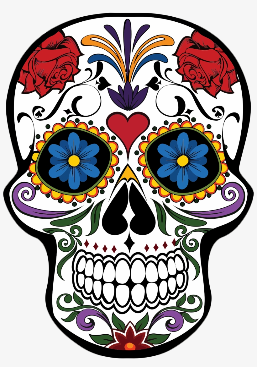 Clipart - Floral Skull - Floral Skull, transparent png #433623