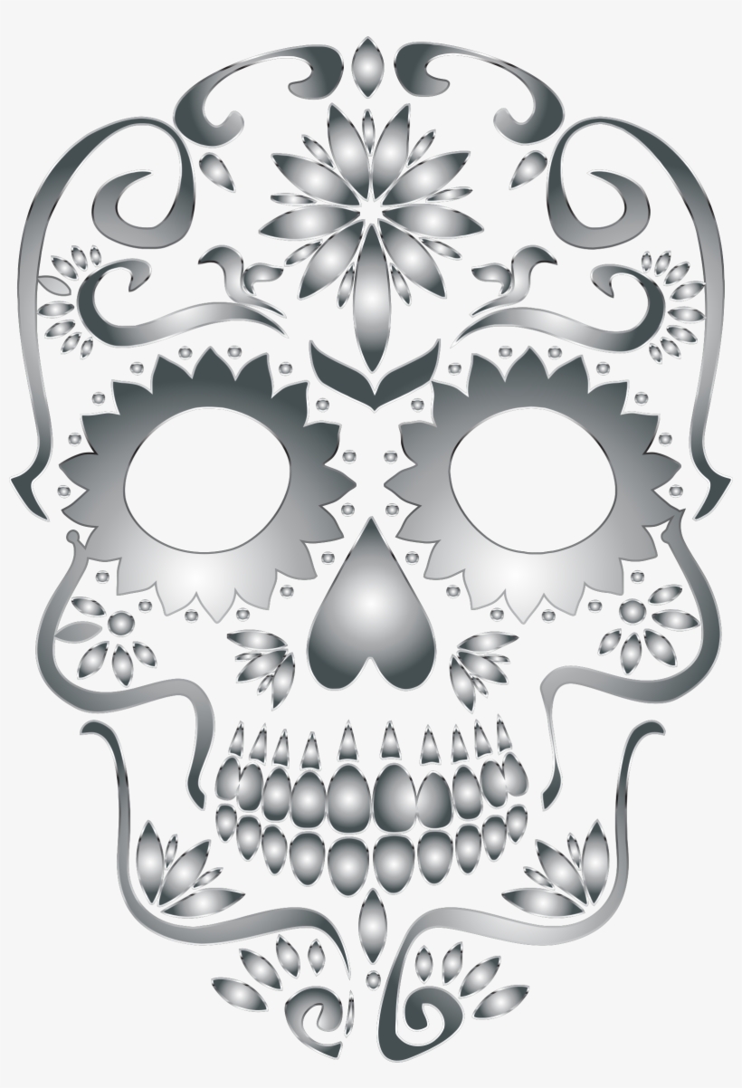 Stainless Steel Sugar Silhouette No Icons Png - Sugar Skull No Background, transparent png #434058