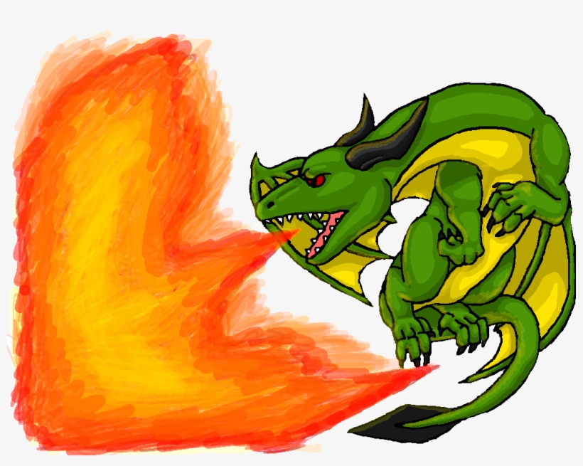 Green Dragon Breathing Fire By Dragonfriendhaj-d5nchxs - Dragon Breathing Fire Clipart, transparent png #434814