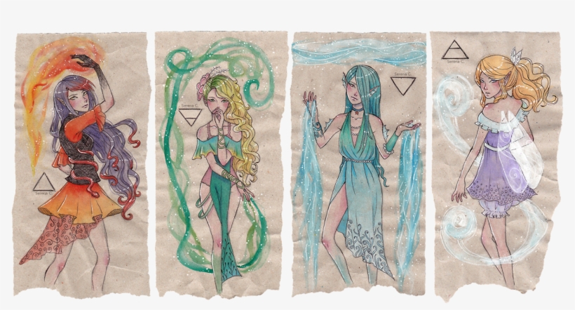 Artists On Tumblr Watercolor Watercolour Art Packaging - Four Elements Costumes Drawing, transparent png #435443