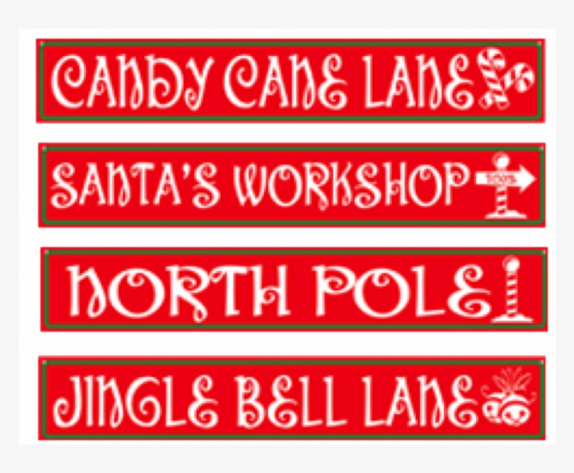 North Pole Signs - Beistle 4-pack North Pole Street Sign Cutouts, 4-inch, transparent png #436276
