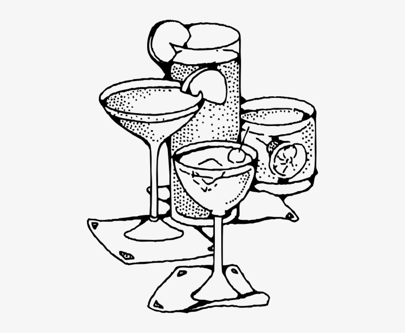 Free - Drinks Black And White, transparent png #436644