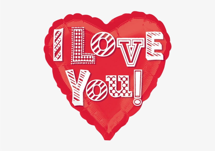 18" I Love You Doodle Foil Heart Balloon - Love You Heart Png, transparent png #437149