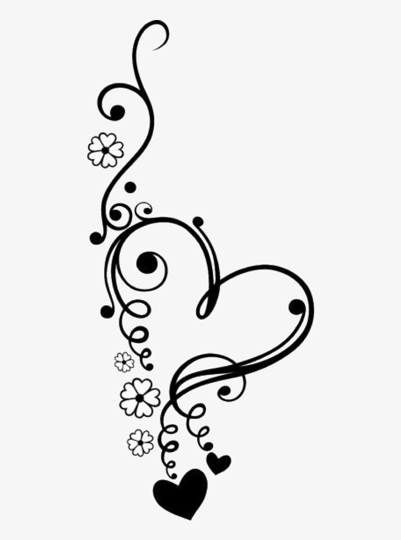 Flower And Heart Clipart Black And White, transparent png #437742