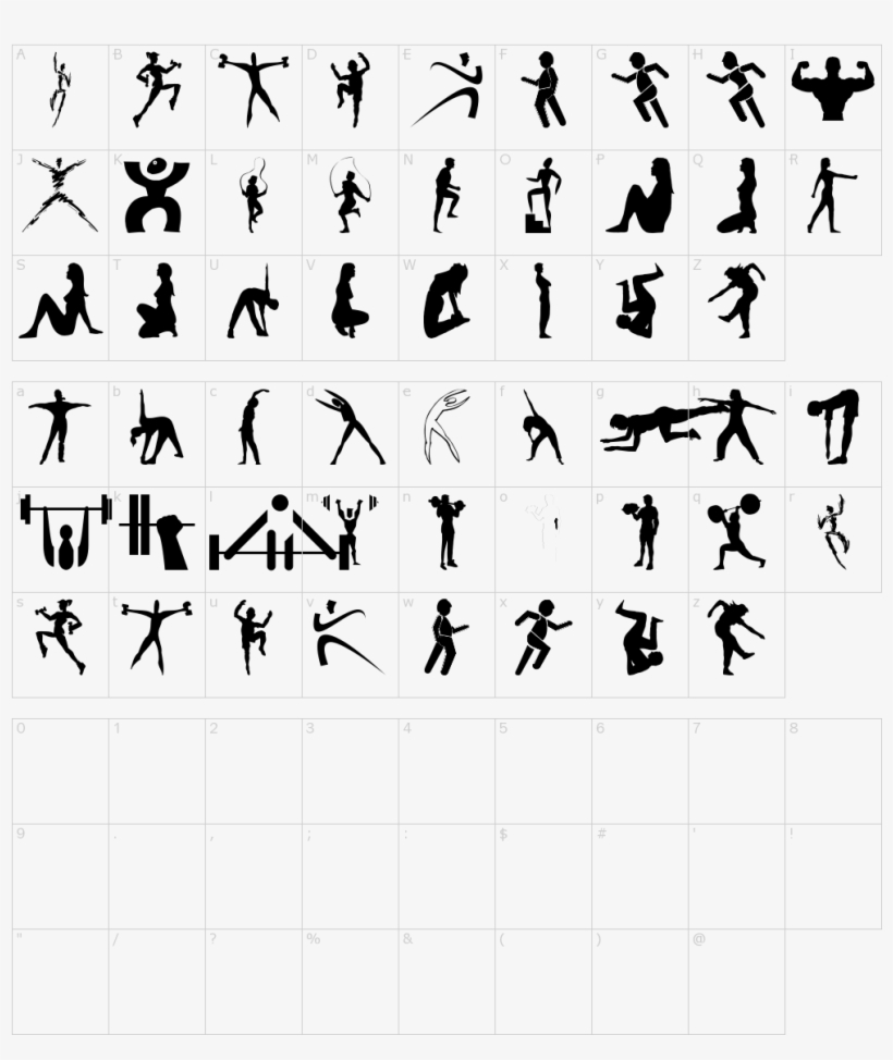 Fitness Silhouettes Font - Fitness, transparent png #437786