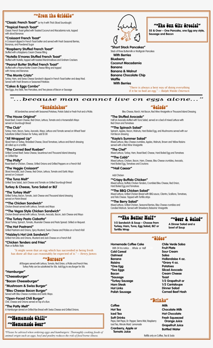 The Restaurant Information Including The The Cracked - Menu, transparent png #438003