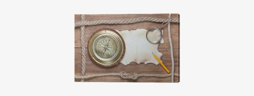 Compass, Burnt Paper, Pencil, Magnifying Glass And - Fondos De Madera Y Cuerdas, transparent png #438100