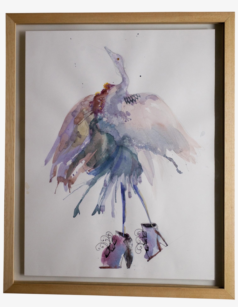 Original Watercolour Painting Of Surreal Bird Wearing - Painting, transparent png #438562