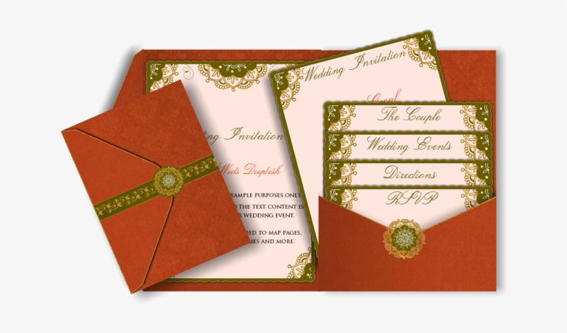 A Rich Combination Of Burnt Orange And Gold For This - Wedding Invitation Card Orange And Peach, transparent png #438808