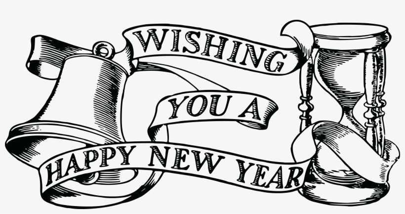 Free Clipart Of A Bell Hourglass And Happy New Year - Happy New Year 2019, transparent png #439020