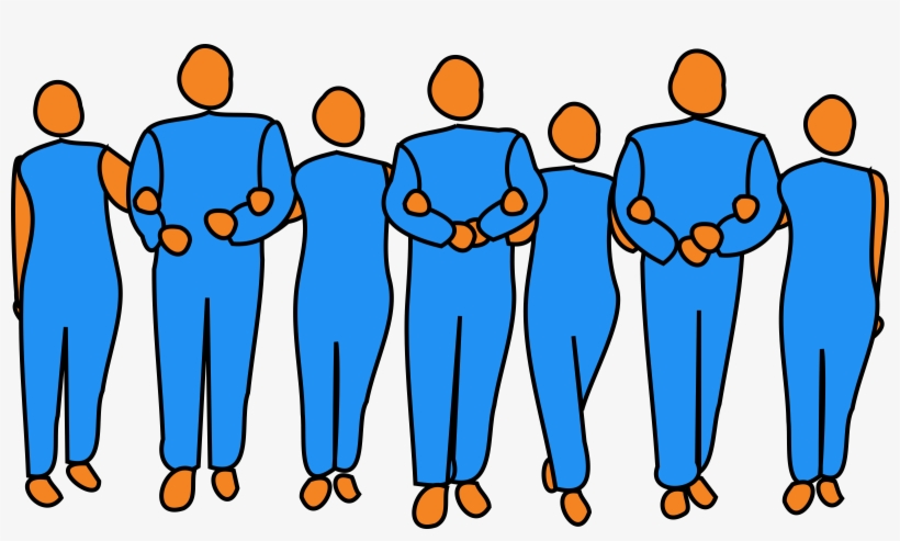 Clipart - Teamwork - Cartoon People Linking Arms, transparent png #4301056