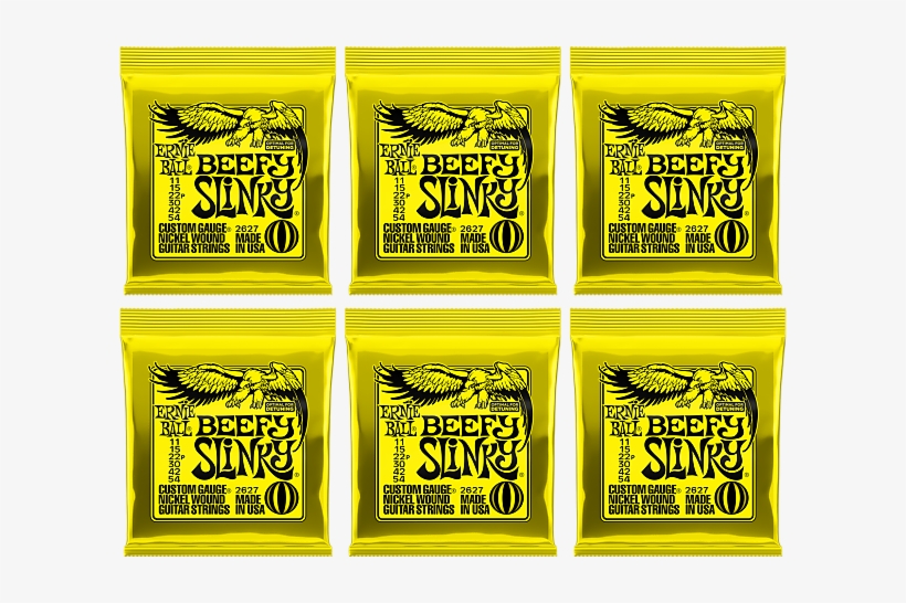 Ernie Ball 2627 Beefy Slinky Strings 11-54 Buy 5 Get - Ernie Ball 2627 Beefy Slinky Nickel Wound Set, transparent png #4302605