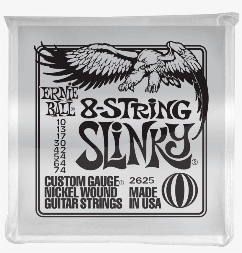 Ernie Ball Slinky 8-string Nickel Wound Electric Guitar - Ernie Ball 8 String Slinky, transparent png #4302994